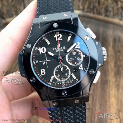 Perfect Replica Swiss Grade Hublot Big Bang Black Steel Case Black Dial 42mm Chronograph Watch